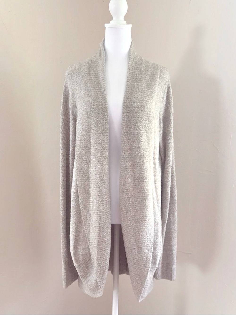 Barefoot Dreams CozyChic Lite Circle Cardigan Oatmeal Beige Ultra Soft Knit L XL